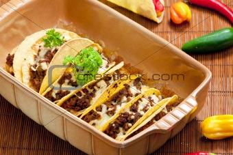 baked tacos with minced meat and cheese