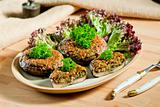 baked champignons filled with peanuts mixture