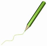 3d render of green pencil drawing green line on white