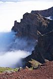 rock wall over clouds at La Palma
