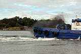 fumes from a river shannon tug boat