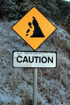 landslide sign in snow
