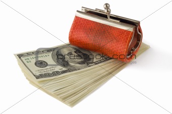 Money and wallet, isolated