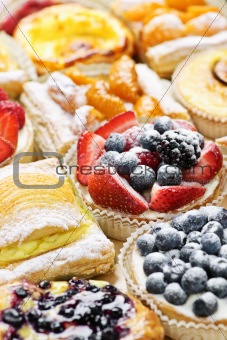 Assorted tarts and pastries