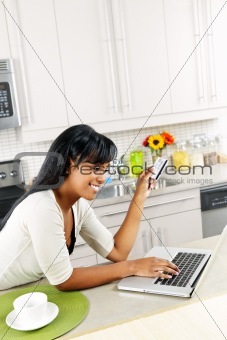 Woman shopping online at home