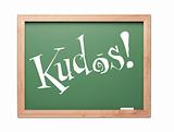Kudos! Green Chalk Board Series on a White Background.