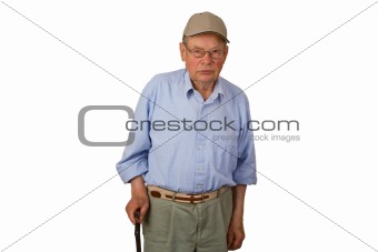 Male senior with walking stick