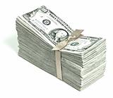 Stack of United States Currency Tied in a Ribbon - Hundreds