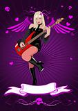 Vector girl with bass guitar 