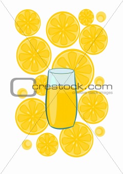 Glass with lemon juice - vector