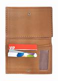 Brown wallet with discount cards