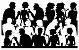 People silhouettes  at cafe 