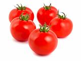 Five ripe red tomatoes