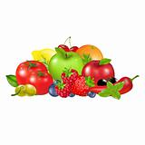 Fruits And Vegetables, Isolated On White Background, Vector