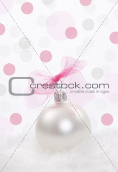 Christmas decoration over polka dots background