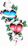 heraldic heart tattoo emblem