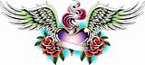 heraldic heart tattoo emblem