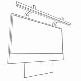 linear black and white illustration of billboard on white