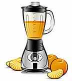 Drawing color kitchen blender with Orange juice. Vector illustration