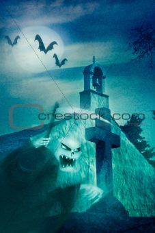 Halloween illustration with grim reaper