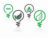 environment green light bulb icons