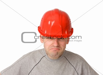 Construction worker looking serious