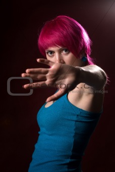 woman with pink hair