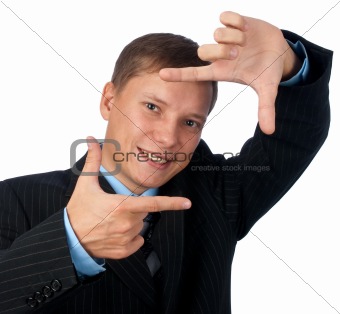Portrait of happy smiling young businessman