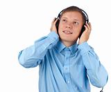 Young man wearing headphones