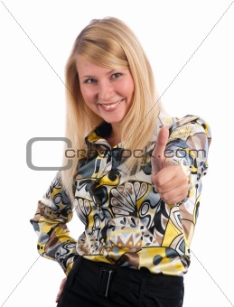 woman showing thumb up sign