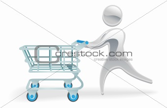 Metallic character shopping cart trolly concept