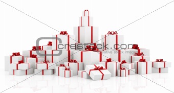 gift boxes over white