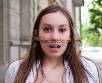 Portrait of a surprised young woman