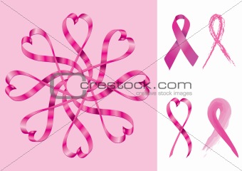 Breast Cancer Support Ribbons - Vector