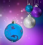 Colorful christmas bauble balls with star background