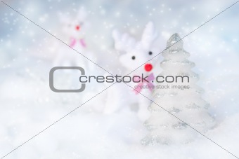 Silver Christmas tree with reindeer
