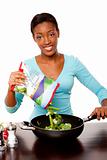 Health conscious woman preparing vegetables