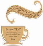 Cup of flavored coffee (sticker), vector illustration
