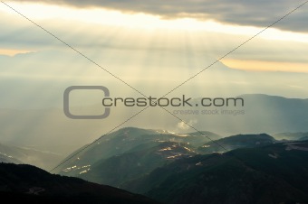 Mountain area at sunrise
