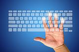 Computer keyboard and hand 