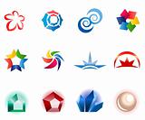 12 different colorful symbols: (set 1)