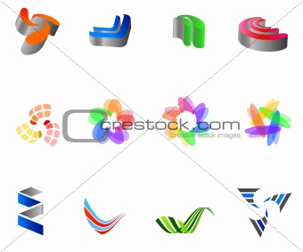 12 different colorful symbols: (set 8)