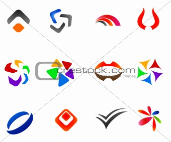 12 different colorful symbols: (set 2)