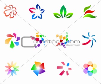 12 different colorful symbols: (set 3)