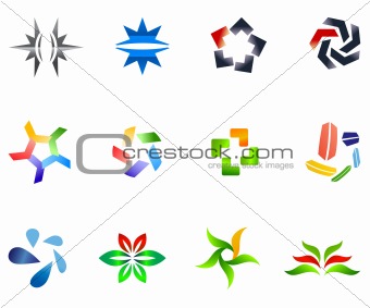 12 different colorful symbols: (set 4)