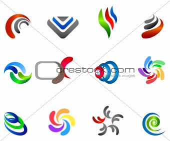 12 different colorful  symbols: (set 5)