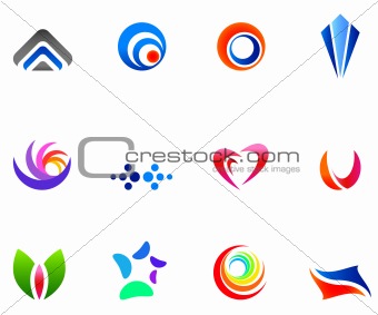 12 different colorful symbols: (set 6)