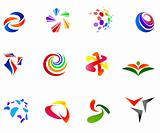 12 different colorful symbols: (set 7)