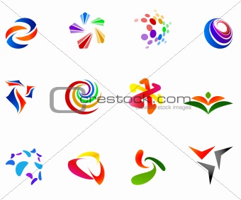 12 different colorful symbols: (set 7)