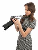 young beautiful girl with the camera